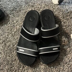 CROCS Black and Gray Dual Strap Slides